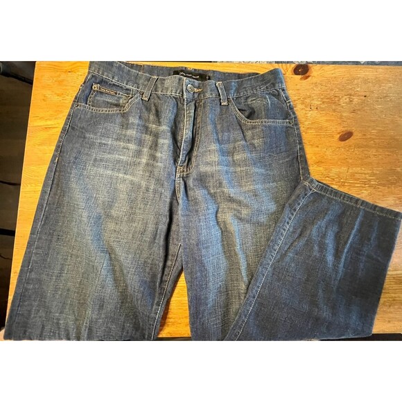 Calvin Klein Jeans Mens 34x32 Blue Denim Dark Wash Straight Leg - Picture 1 of 13